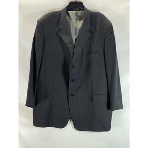 ANDREW FEZZA Fusion Men's Black Pinstripe Vintage Three-Button Blazer SZ 54R